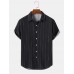 Mens Vertical Striped Button Front Plain Short Sleeve Shirts