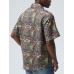 Mens Vintage Geometric Pattern Button Up Short Sleeve Shirts