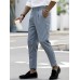 Men Striped Print Ruched Slimming Ankle Length Business Formal Pants