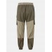 Men Colorblock Multi Pocket Drawstring Ankle Length Cargo Pants